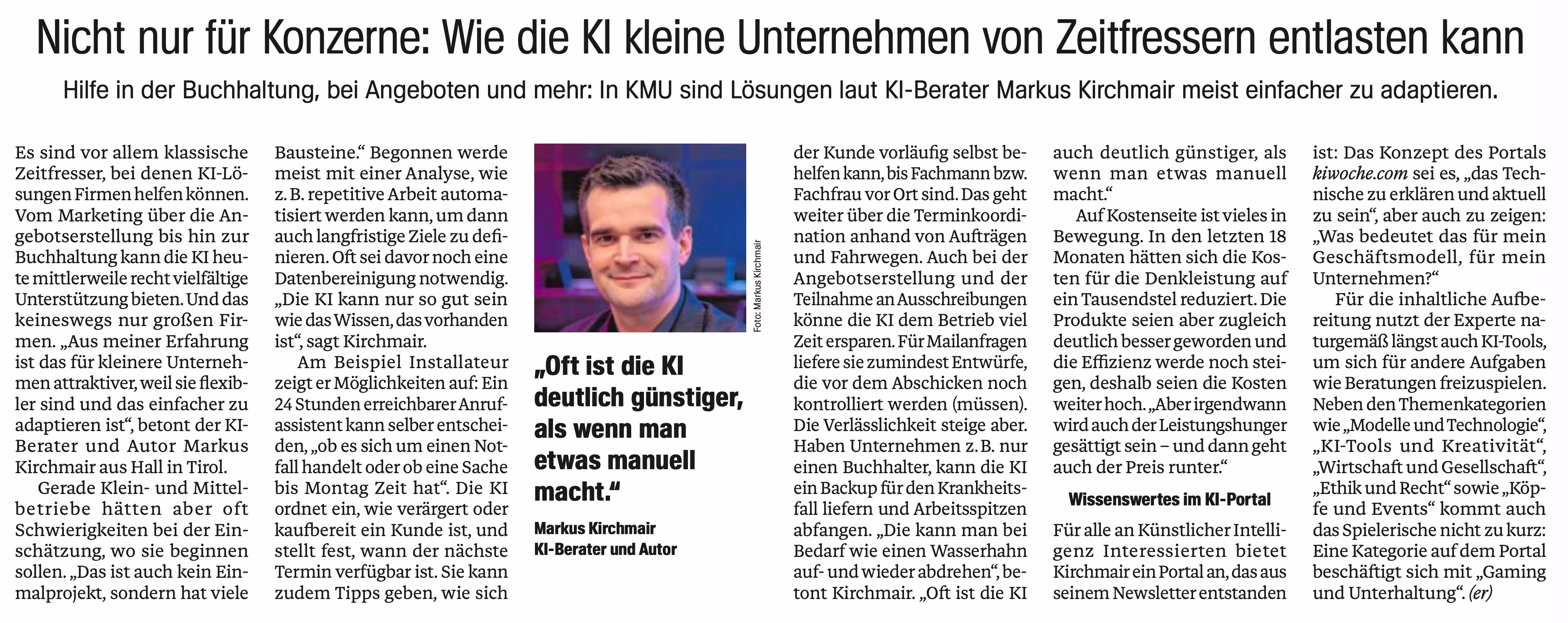 KI-Stratege in der Tiroler Tageszeitung
