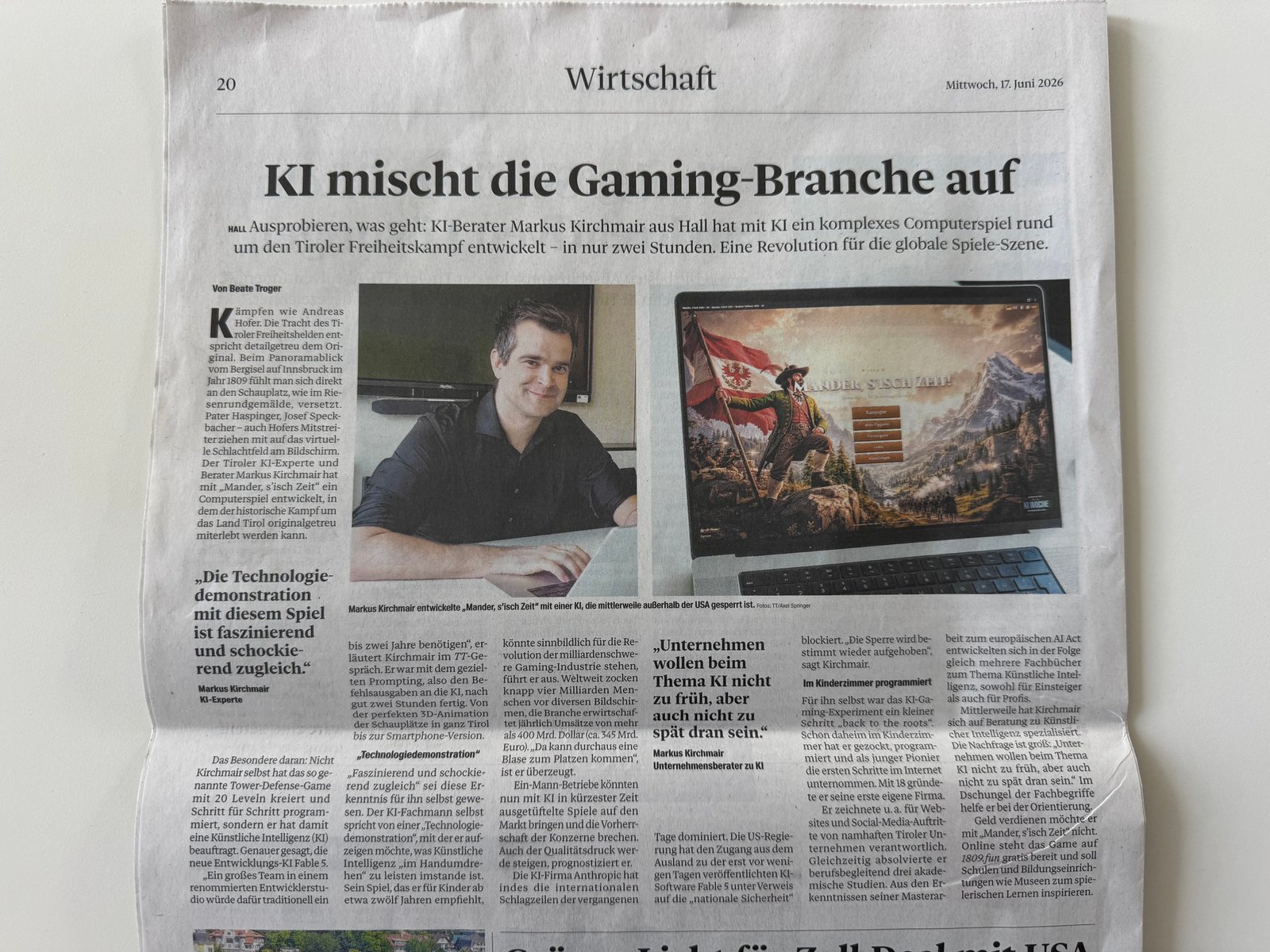Andreas Hofer Brought to Life: How a Tyrolean is Shaking Up the Gaming Industry with AI